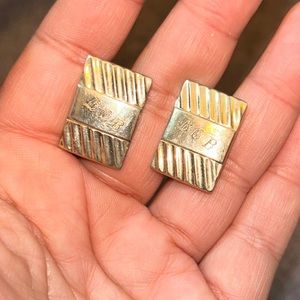 BOB etched Vintage cufflinks /  - gold tone cufflinks